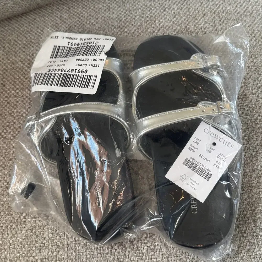 Crewcuts Silver Black Colbie sandals